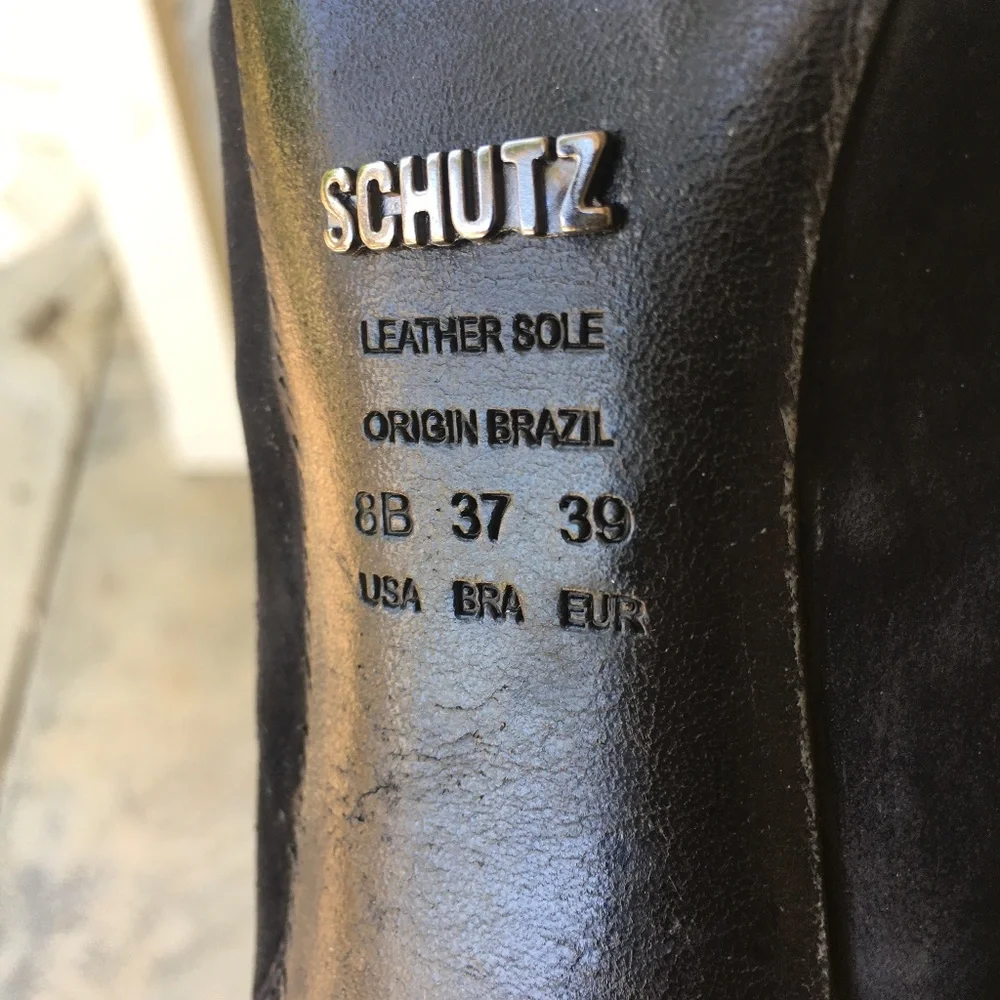 SCHUTZ Black Caged Pointed Toe Heels Booties Sz 8 - Picture 12 of 12